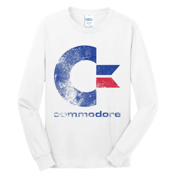 Commodore C64 Uppercase Letter Stone Washed Grunge Effect Tall Long Sleeve T-Shirt