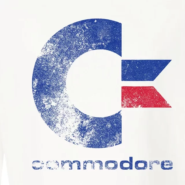 Commodore C64 Uppercase Letter Stone Washed Grunge Effect Cropped Pullover Crew