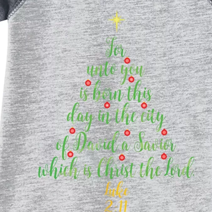 Christian Christmas Unto You Is Born A Savior Tree Infant Baby Jersey Bodysuit