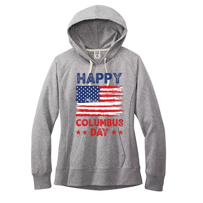 Christopher Columbus Usa Vintage Flag Happy Columbus Day Women's Fleece Hoodie