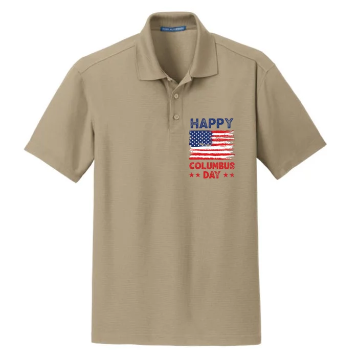 Christopher Columbus Usa Vintage Flag Happy Columbus Day Dry Zone Grid Performance Polo