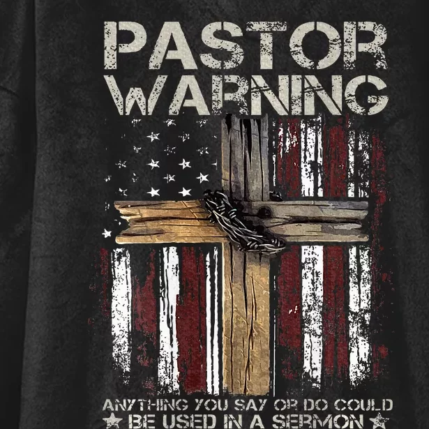 Christian Cross USA Flag Pastor Warning Hooded Wearable Blanket