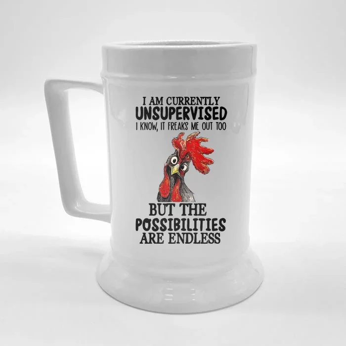 Chick Chicken Unsupervised But The Possibilities Are Endless Front & Back Beer Stein