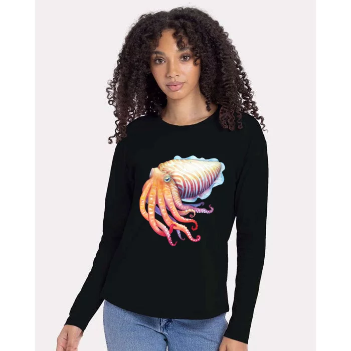 Cuttlefish Womens Cotton Relaxed Long Sleeve T-Shirt