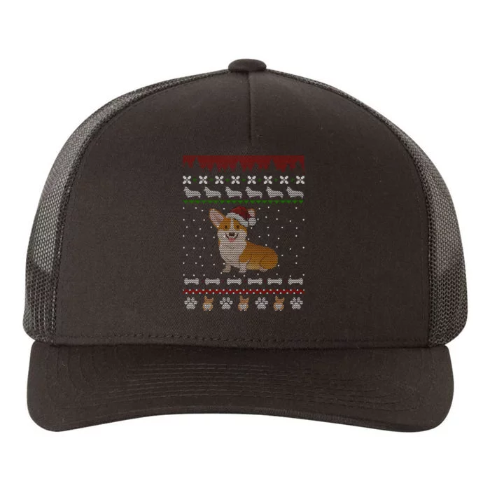 Cute Corgi Ugly Christmas Sweater Design Yupoong Adult 5-Panel Trucker Hat