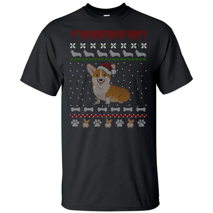 Cute Corgi Ugly Christmas Sweater Design Tall T-Shirt