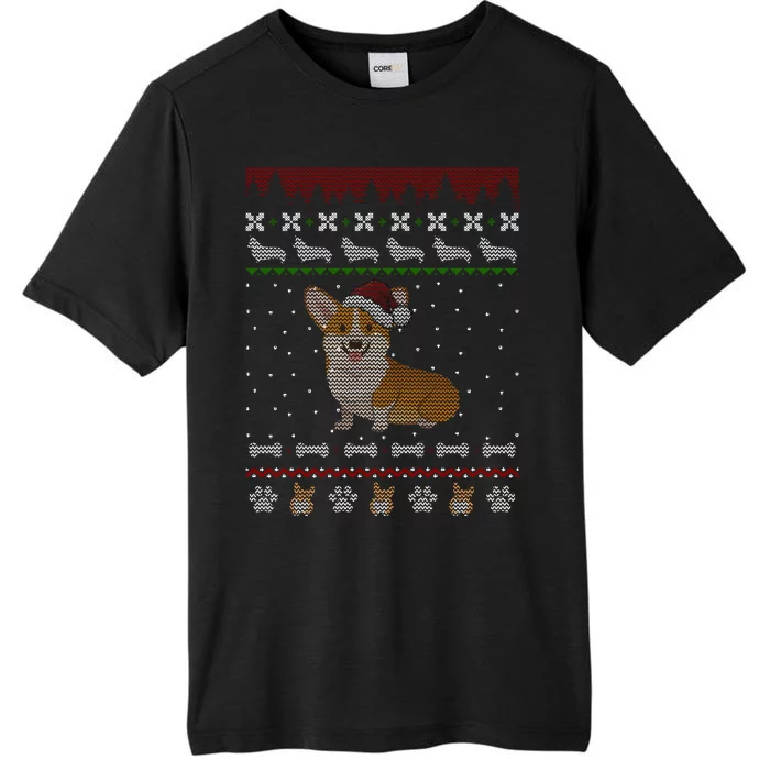 Cute Corgi Ugly Christmas Sweater Design ChromaSoft Performance T-Shirt