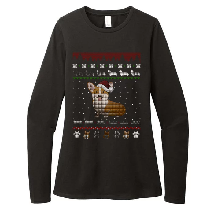 Cute Corgi Ugly Christmas Sweater Design Womens CVC Long Sleeve Shirt