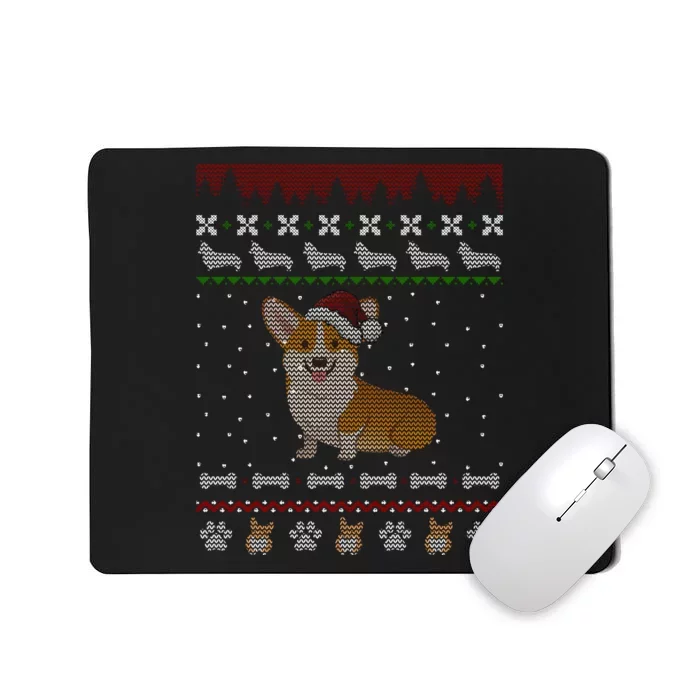 Cute Corgi Ugly Christmas Sweater Design Mousepad