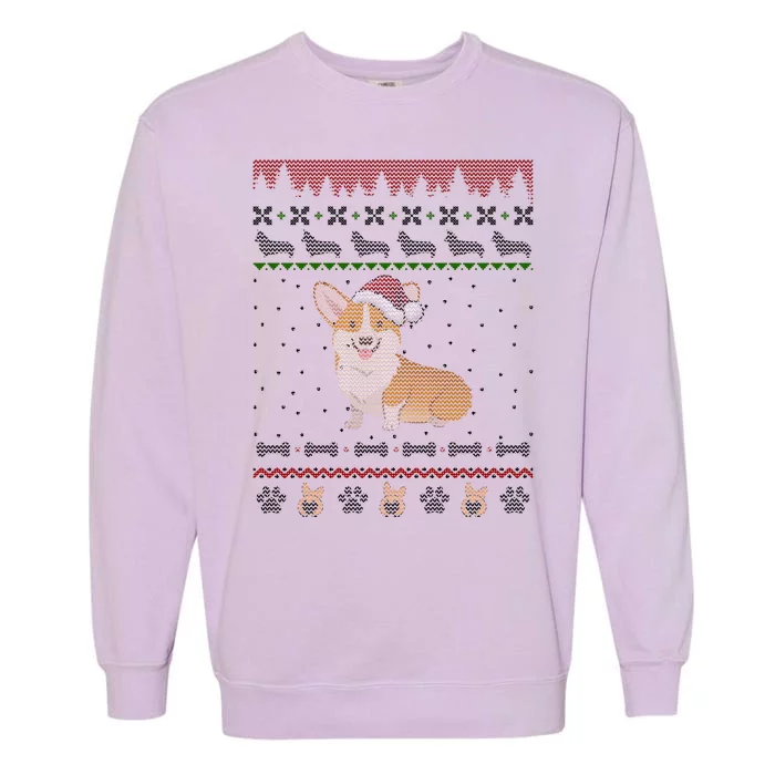 Cute Corgi Ugly Christmas Sweater Design Garment-Dyed Sweatshirt