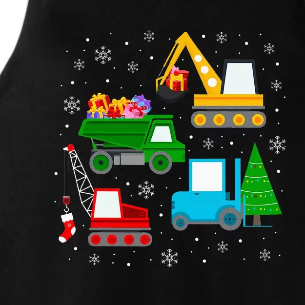 Christmas Construction Vehicles Xmas Ladies Tri-Blend Wicking Tank