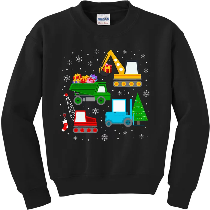 Christmas Construction Vehicles Xmas Kids Sweatshirt