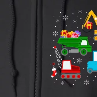 Christmas Construction Vehicles Xmas Full Zip Hoodie