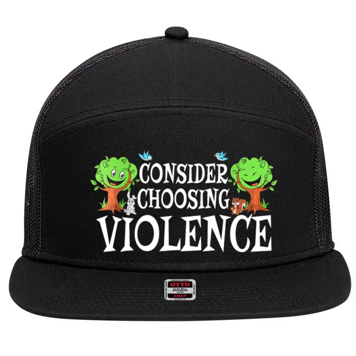 Consider Choosing Violence Cute Woodland 7 Panel Mesh Trucker Snapback Hat