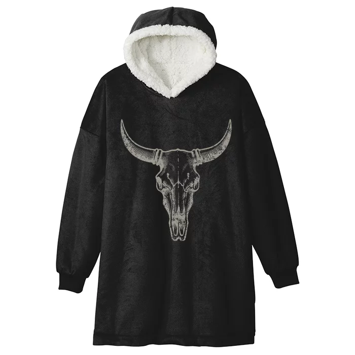 Cowgirl Cowboy Vintage Western Cow Skull Graphic Hooded Wearable Blanket