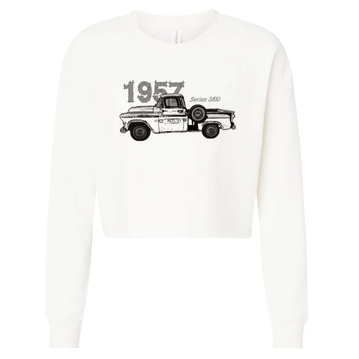 Classic Car Vintage Trucks 1957 Pick Up Truck Series 3100 Cropped Pullover Crew