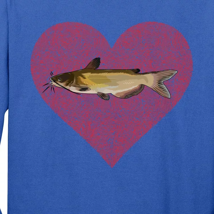 Channel Catfish Valentines Day Fish Love Fingerprint Funny Gift Tall Long Sleeve T-Shirt