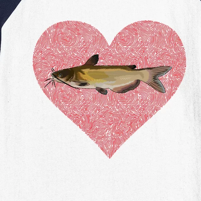 Channel Catfish Valentines Day Fish Love Fingerprint Funny Gift Baseball Sleeve Shirt