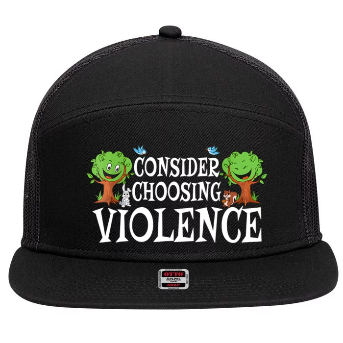 Consider Choosing Violence Cute Woodland 7 Panel Mesh Trucker Snapback Hat