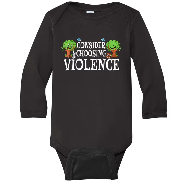 Consider Choosing Violence Cute Woodland Baby Long Sleeve Bodysuit