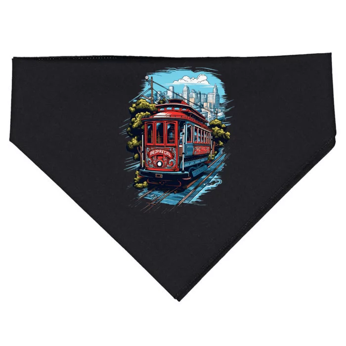 California City View San Francisco Cable Car Sf Sightseeing USA-Made Doggie Bandana