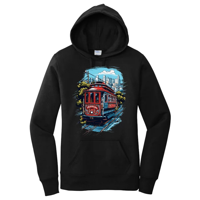 California City View San Francisco Cable Car Sf Sightseeing Women's Pullover Hoodie