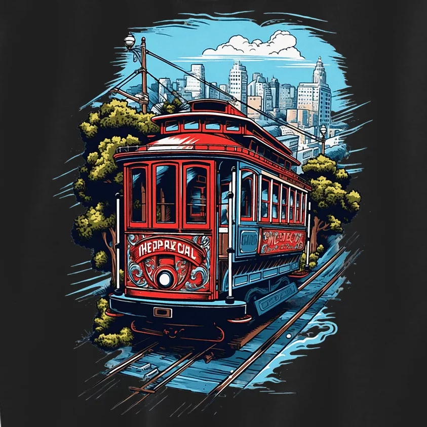 California City View San Francisco Cable Car Sf Sightseeing Kids Sweatshirt