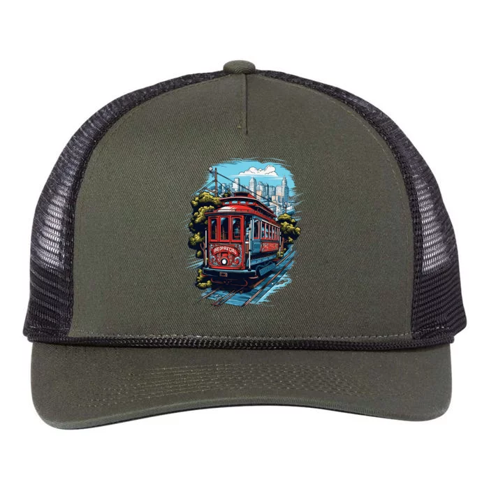 California City View San Francisco Cable Car Sf Sightseeing Retro Rope Trucker Hat Cap