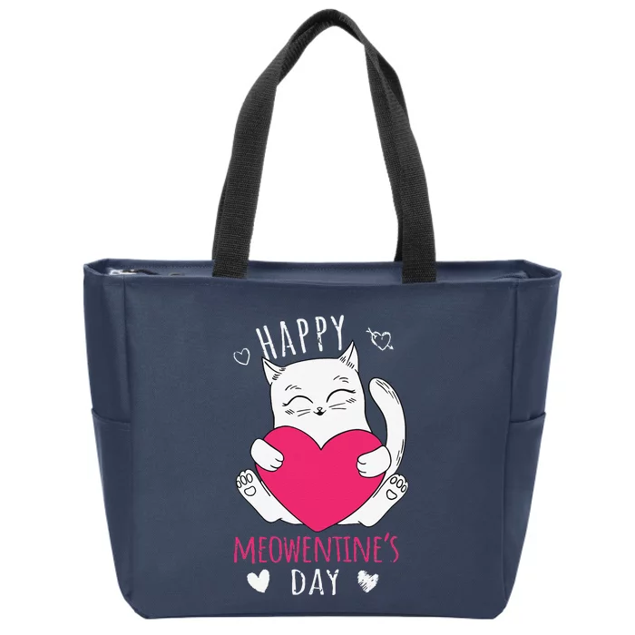 Cute Cat Valentines Day Outfit For Funny Or Kitty Zip Tote Bag