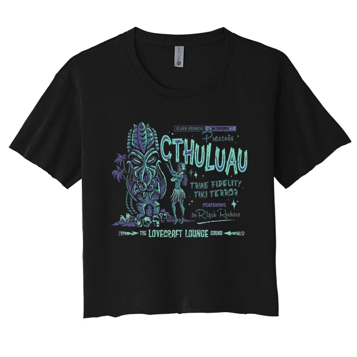 Cthuluau Color Variation Kthulhu Retro Tiki Bar Hawaiian Women's Crop Top Tee