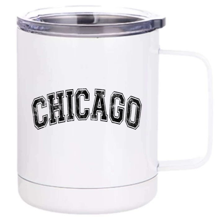 Chicago Classic Vintage I Illinois State Gift Cool Gift Front & Back 12oz Stainless Steel Tumbler Cup