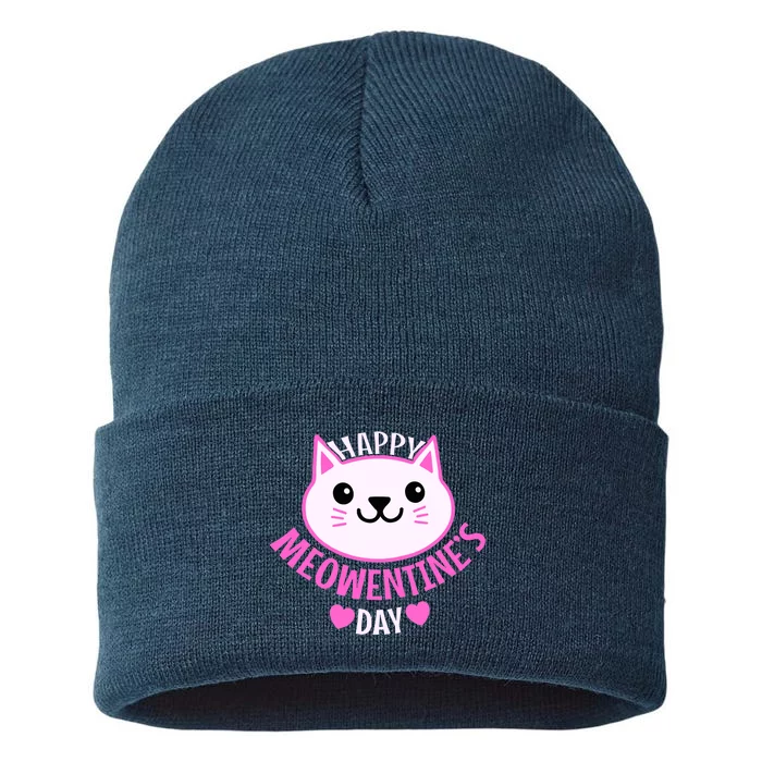 Cute Cat Valentines Day For Girl Kitty Quote Sustainable Knit Beanie