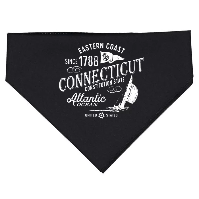 Connecticut Ct Vintage Nautical Sailing Design USA-Made Doggie Bandana