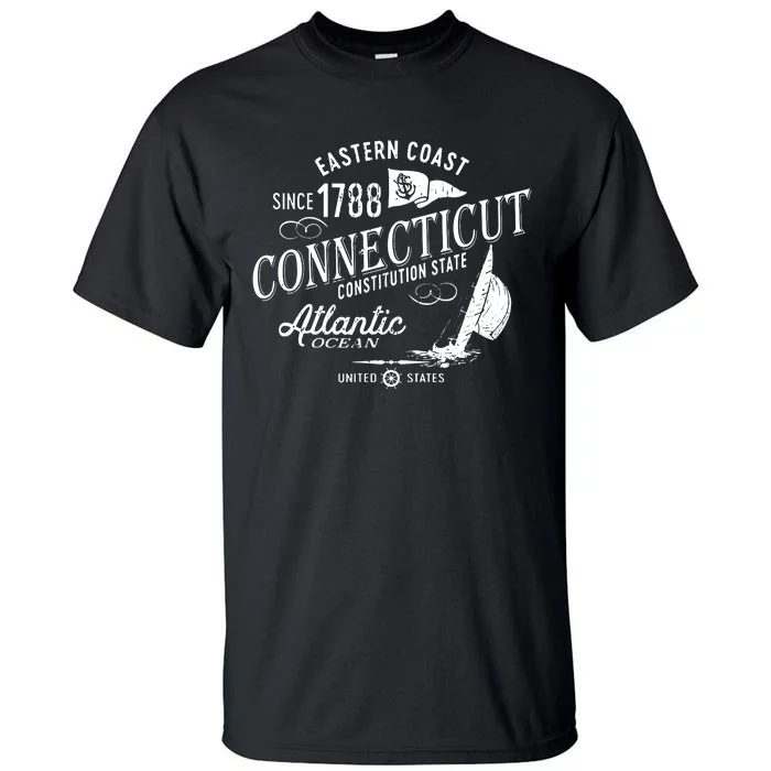 Connecticut Ct Vintage Nautical Sailing Design Tall T-Shirt