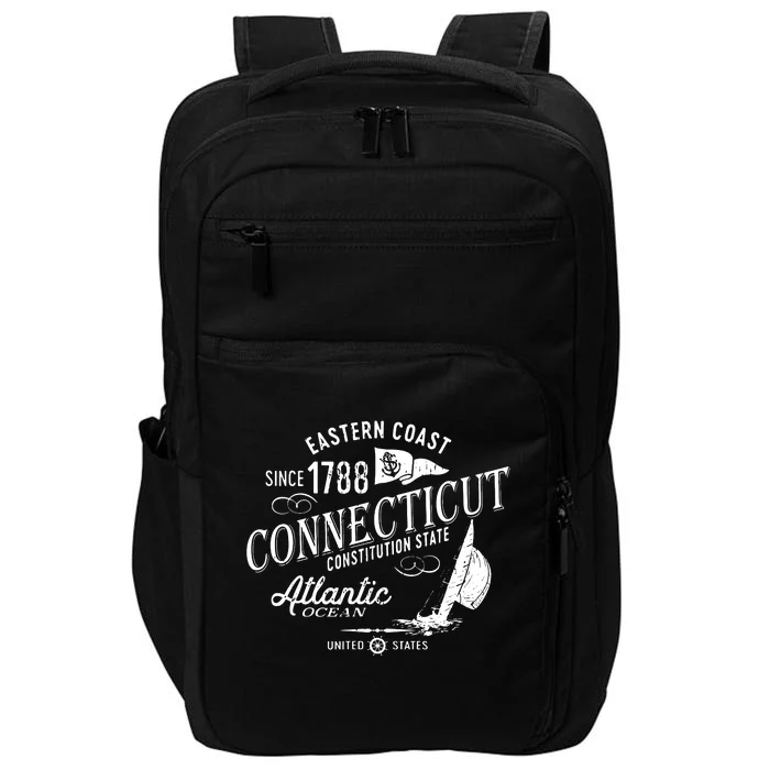 Connecticut Ct Vintage Nautical Sailing Design Impact Tech Backpack