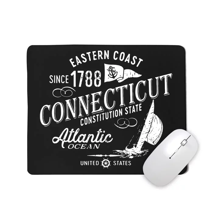 Connecticut Ct Vintage Nautical Sailing Design Mousepad