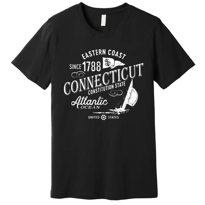 Connecticut Ct Vintage Nautical Sailing Design Premium T-Shirt