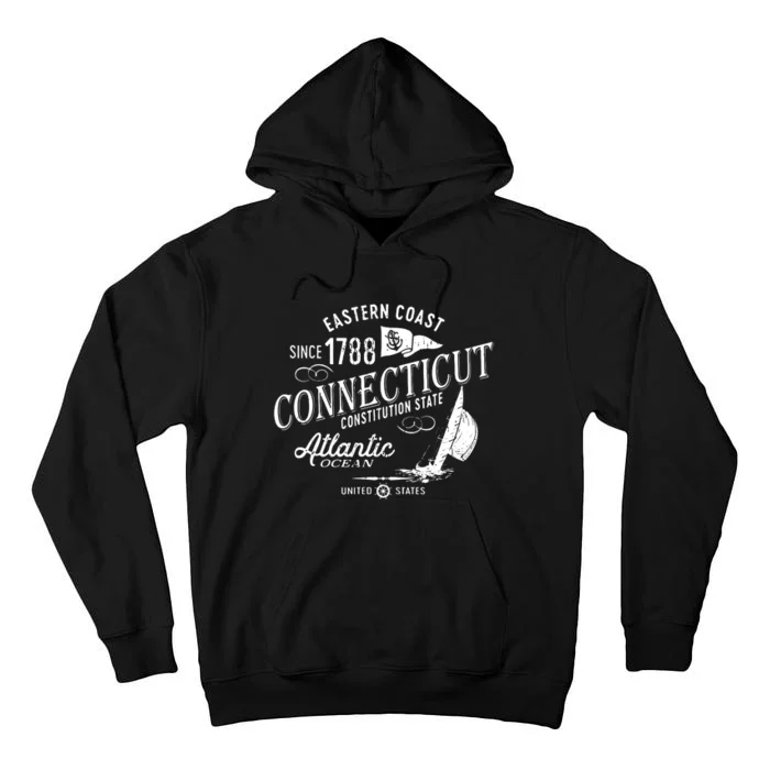 Connecticut Ct Vintage Nautical Sailing Design Tall Hoodie