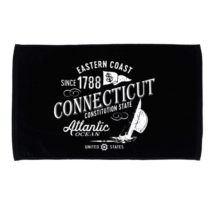 Connecticut Ct Vintage Nautical Sailing Design Microfiber Hand Towel