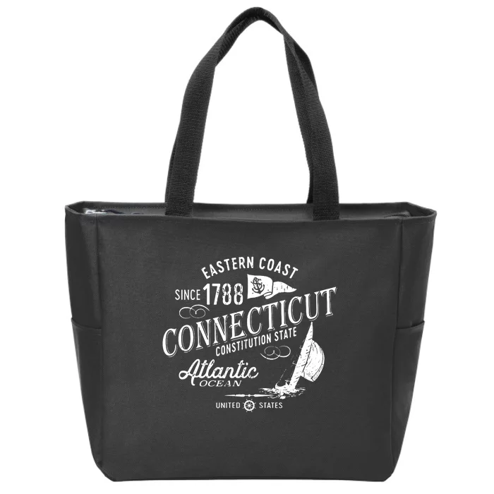 Connecticut Ct Vintage Nautical Sailing Design Zip Tote Bag