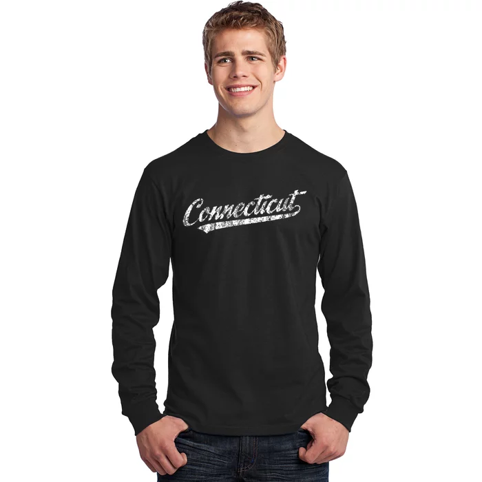 Connecticut Ct Vintage Sports Script Retro Long Sleeve Shirt