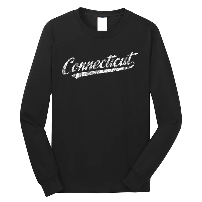 Connecticut Ct Vintage Sports Script Retro Long Sleeve Shirt