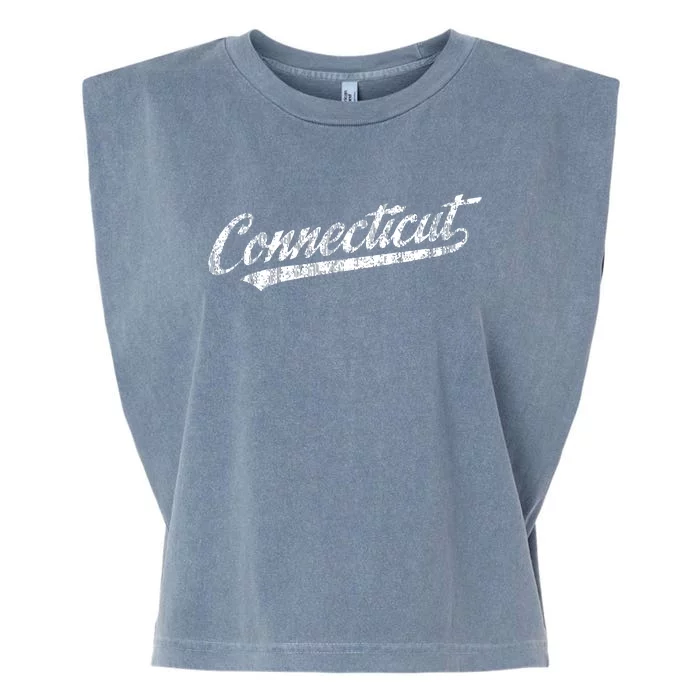 Connecticut Ct Vintage Sports Script Retro Garment-Dyed Women's Muscle Tee