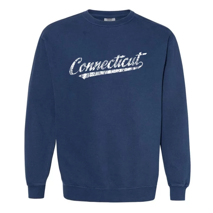 Connecticut Ct Vintage Sports Script Retro Garment-Dyed Sweatshirt