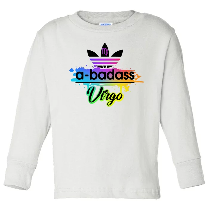 Cool Colorful Virgo Badass Zodiac Sign Toddler Long Sleeve Shirt