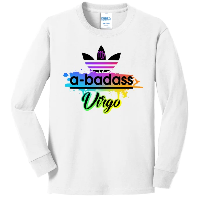 Cool Colorful Virgo Badass Zodiac Sign Kids Long Sleeve Shirt