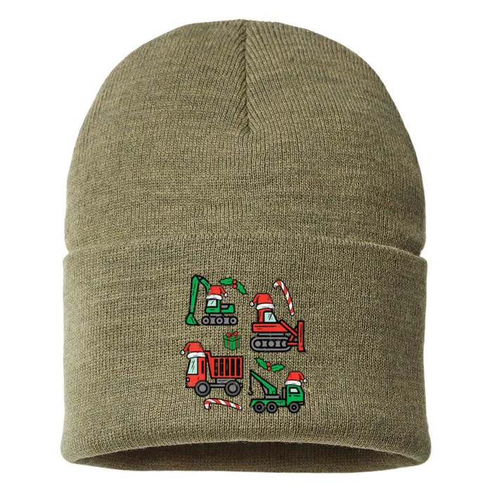 Christmas Construction Vehicles Truck Xmas Sustainable Knit Beanie