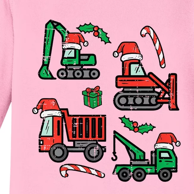 Christmas Construction Vehicles Truck Xmas Baby Long Sleeve Bodysuit