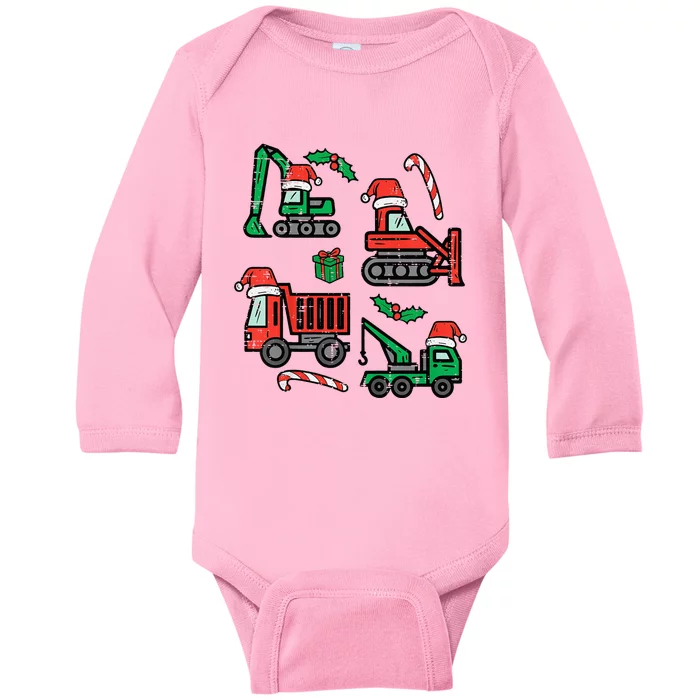 Christmas Construction Vehicles Truck Xmas Baby Long Sleeve Bodysuit