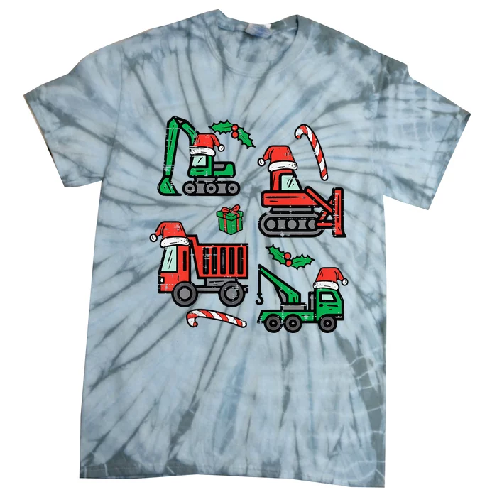 Christmas Construction Vehicles Truck Xmas Tie-Dye T-Shirt